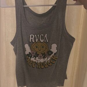 RVCA Gray Gold Graphic Crop Tank Top